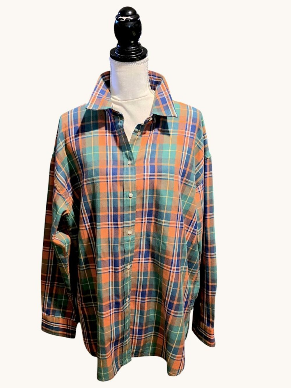 Ralph Lauren‎ Green/Blue/Orange Plaid Long Sleeve Shirt - Size XL